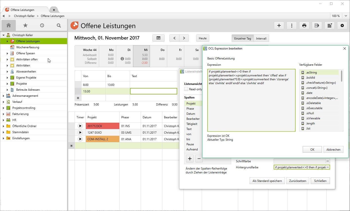 Phasen farblich anzeigen lassen
