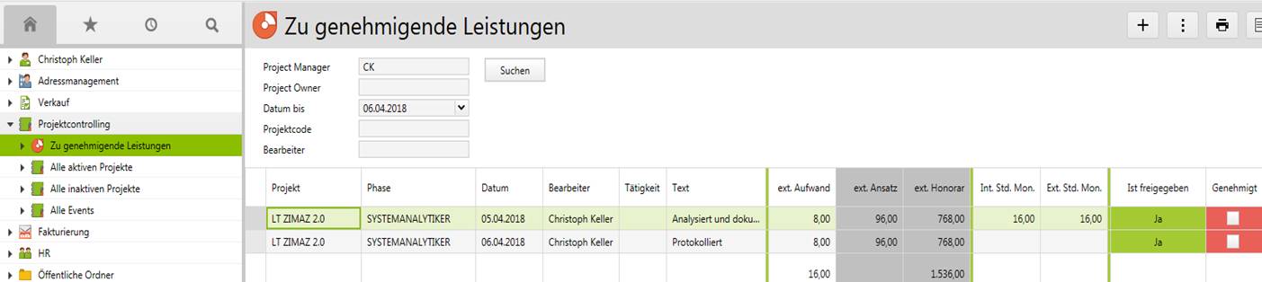 Zu genehmigende Leistungen
