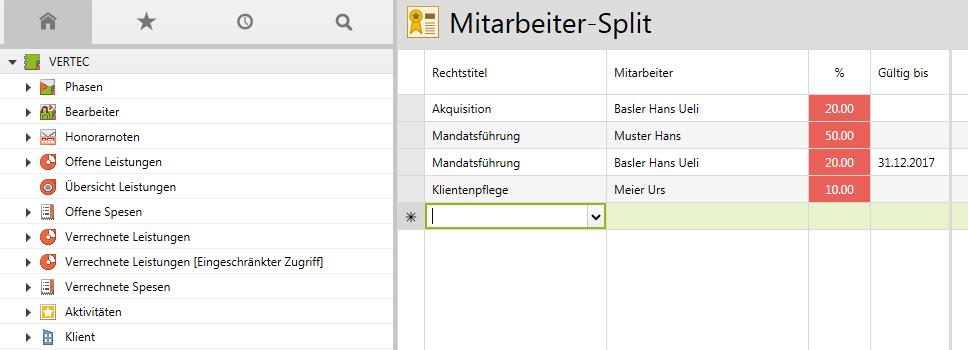 Fehlerhafter Mitarbeitersplit