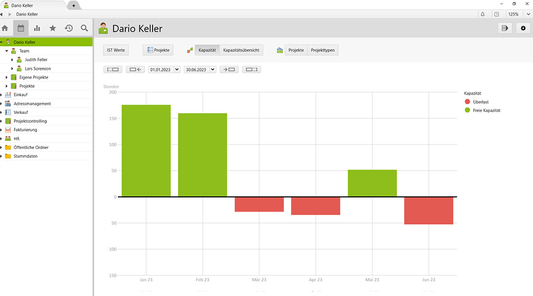 Darstellung von Kapazitäten und Überlastungen