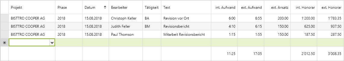 Rechnung nach manueller Korrektur