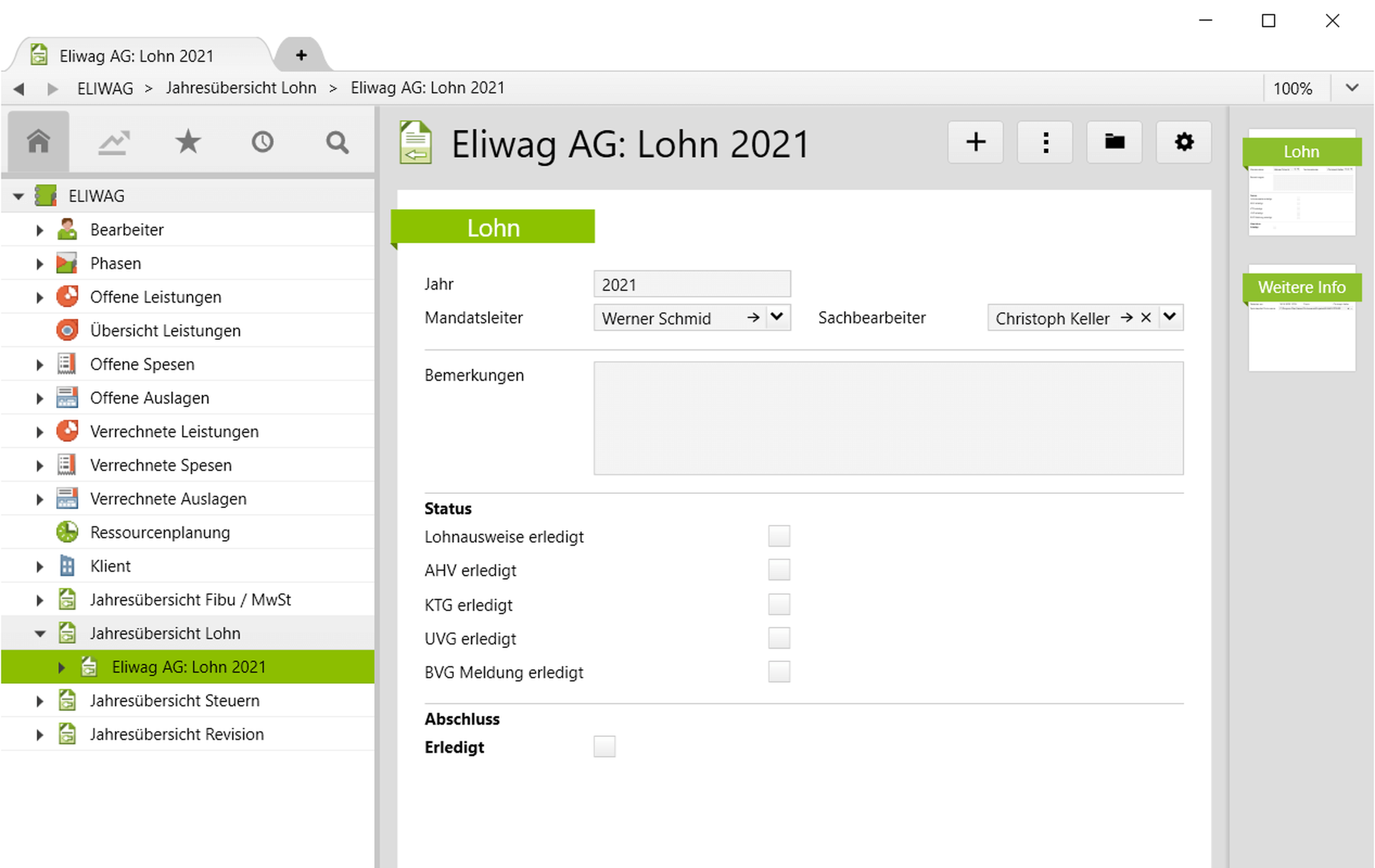 Dienstleistungsbereich Lohn im Mandatsmanagement.
