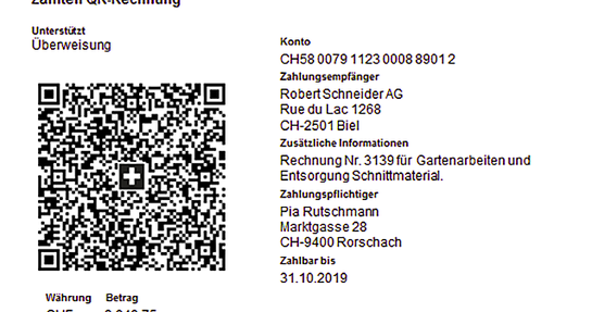 QR Rechnung Einzahlungsschein