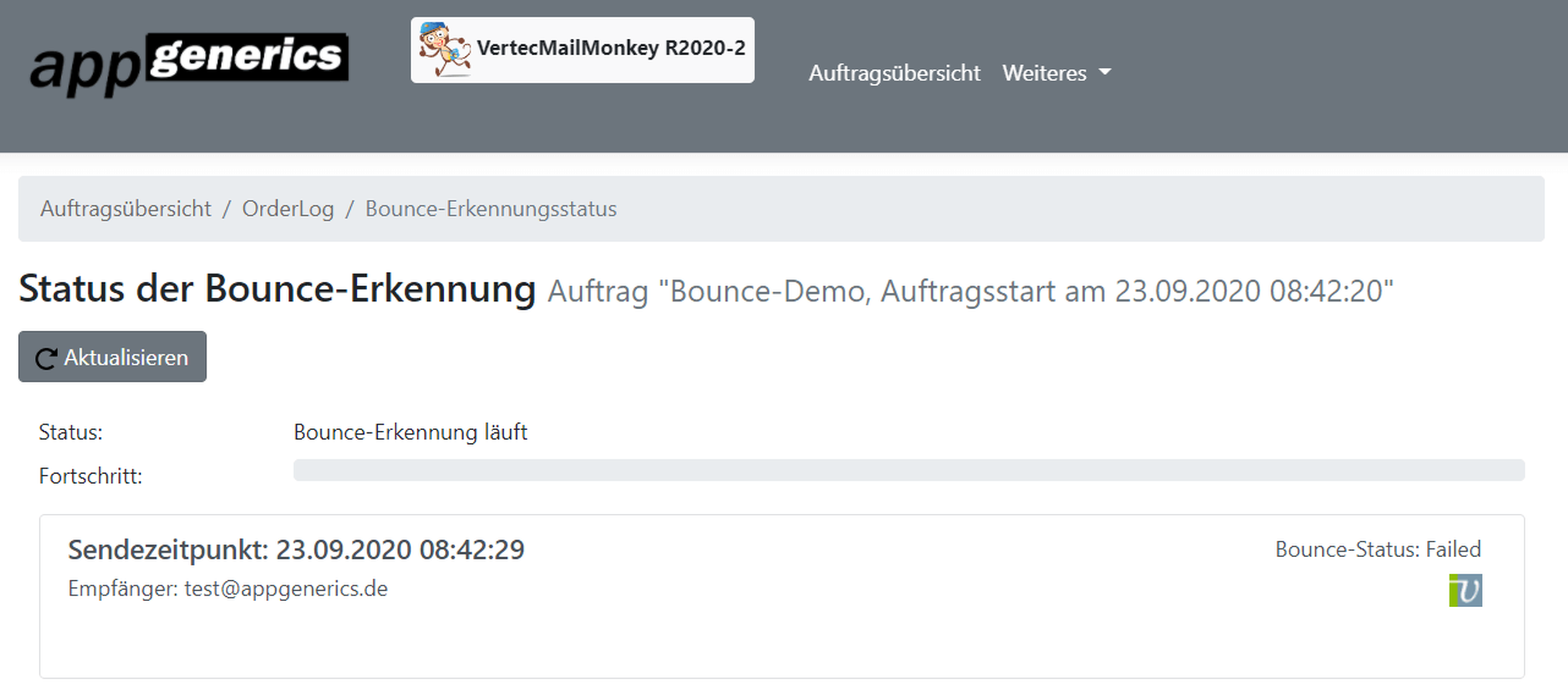 Bounce-Erkennung im Vertec Mail Monkey durchführen.