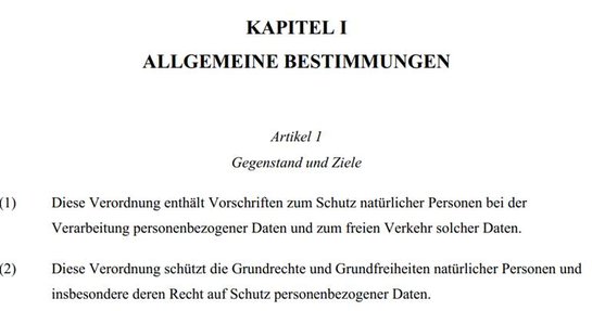 Allgemeine Bestimmungen der EU-Datenschutz-Grundverordnung (DSGVO) 