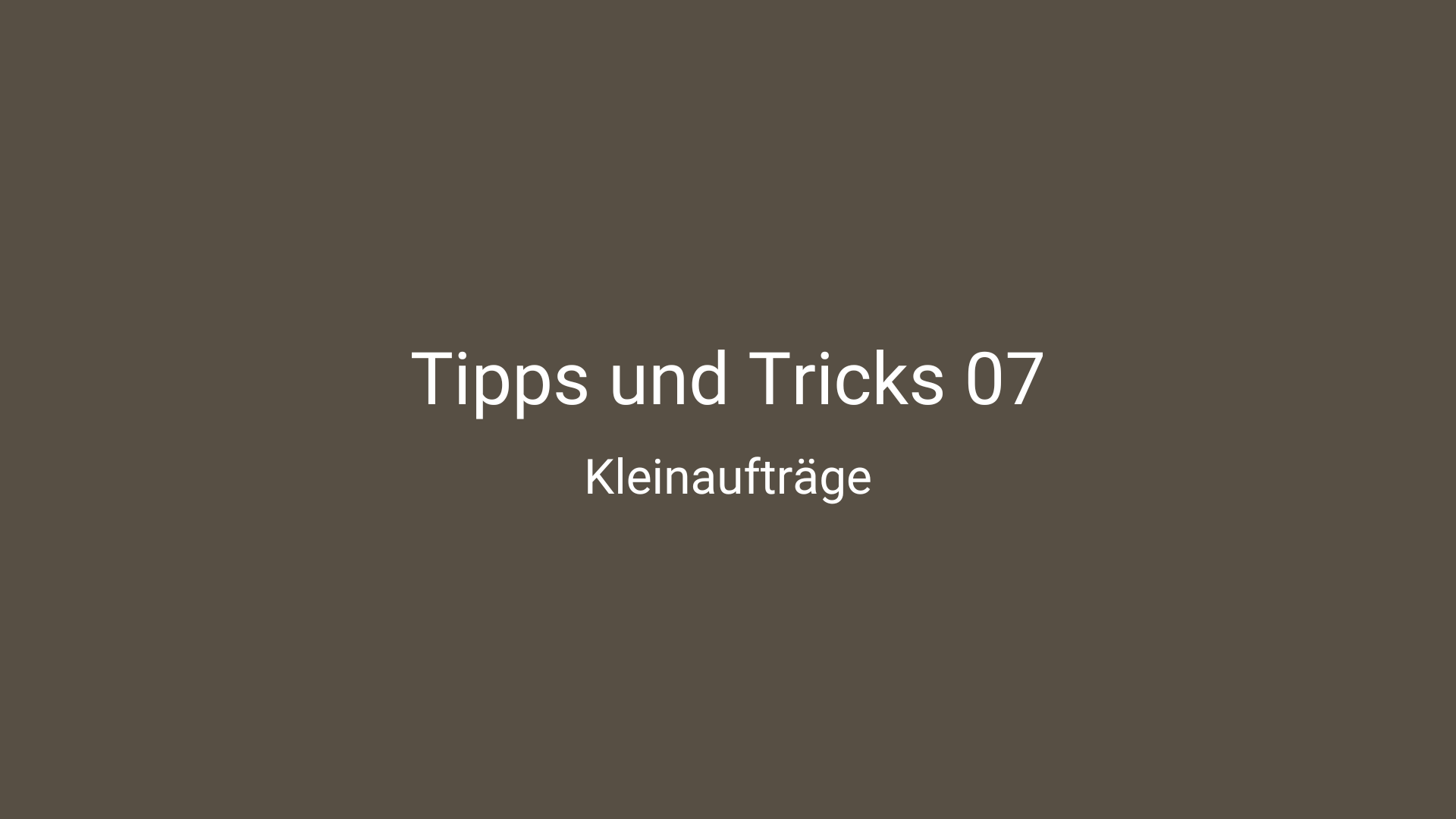 Tipps und Tricks