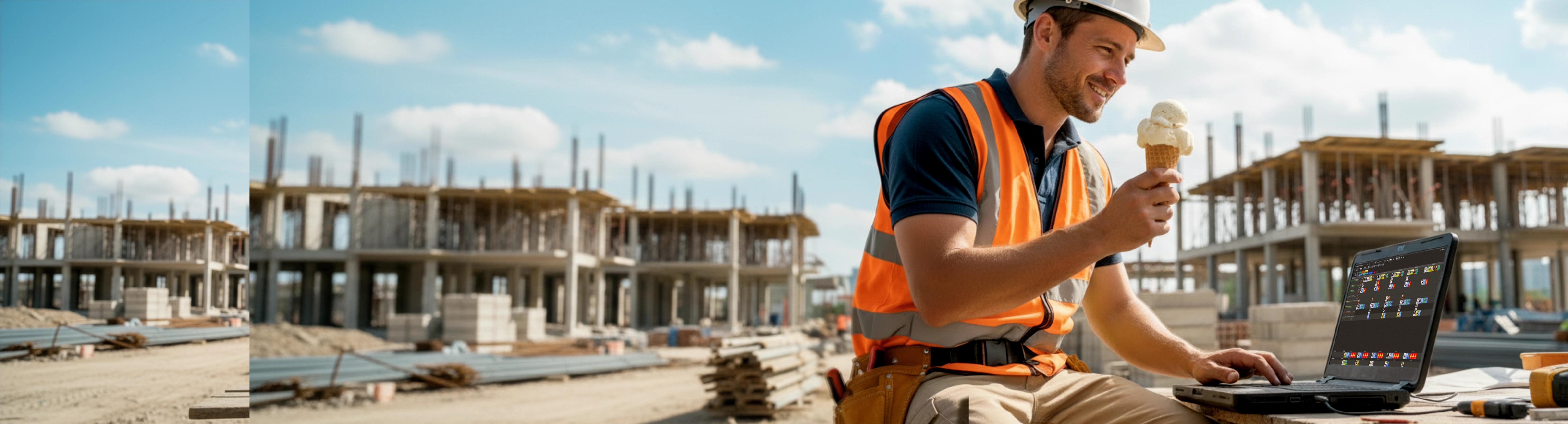 Bauarbeiter Glace Notebook Baustelle