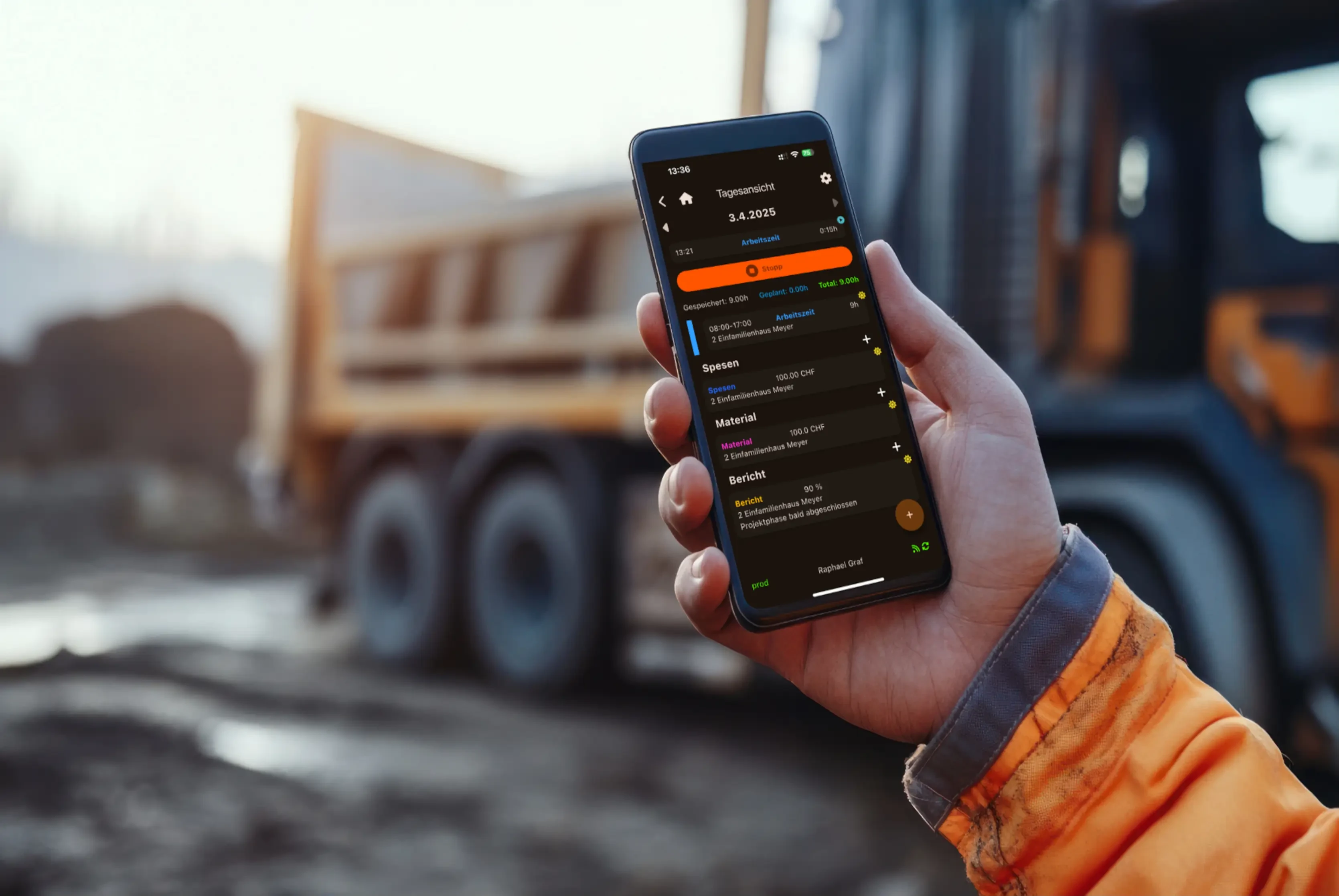 Smartphone mit Zeiterfassung