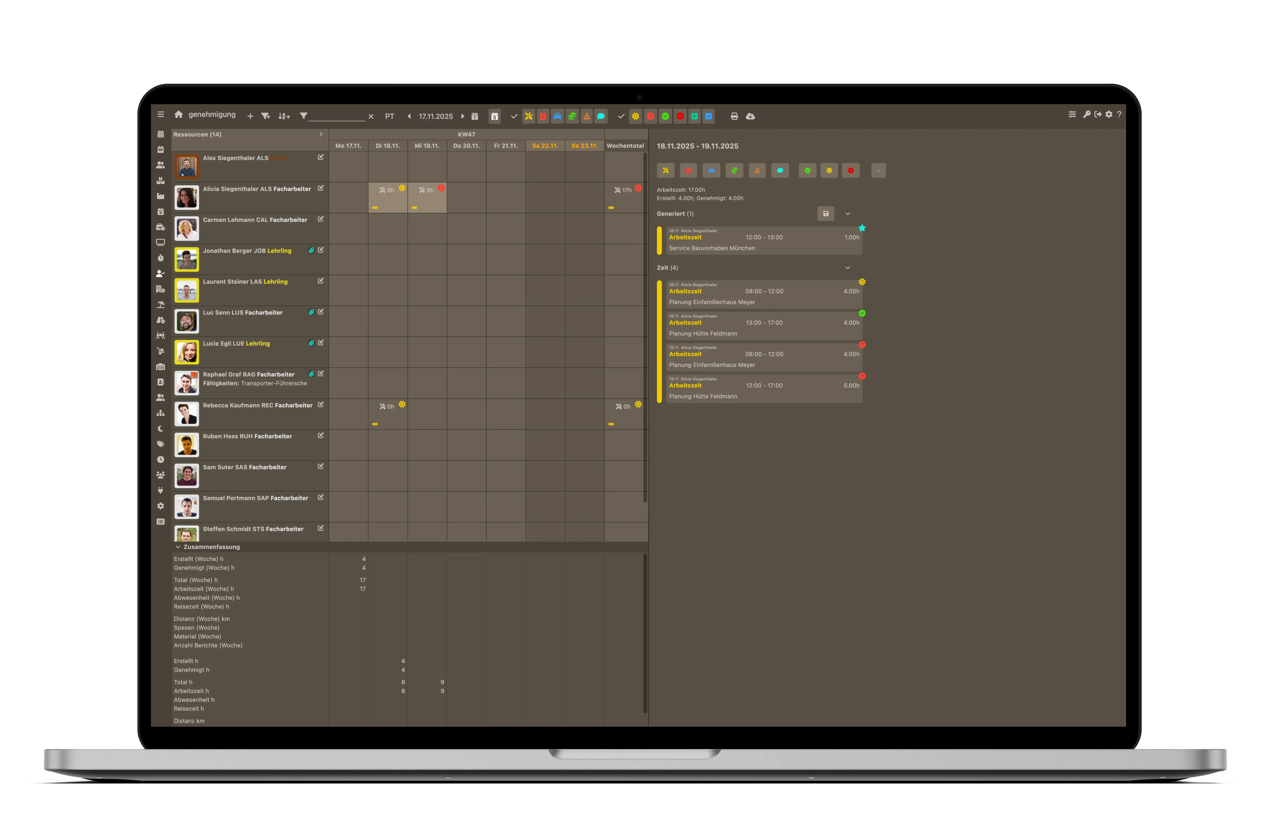 Vanillaplan Zeiterfassung
