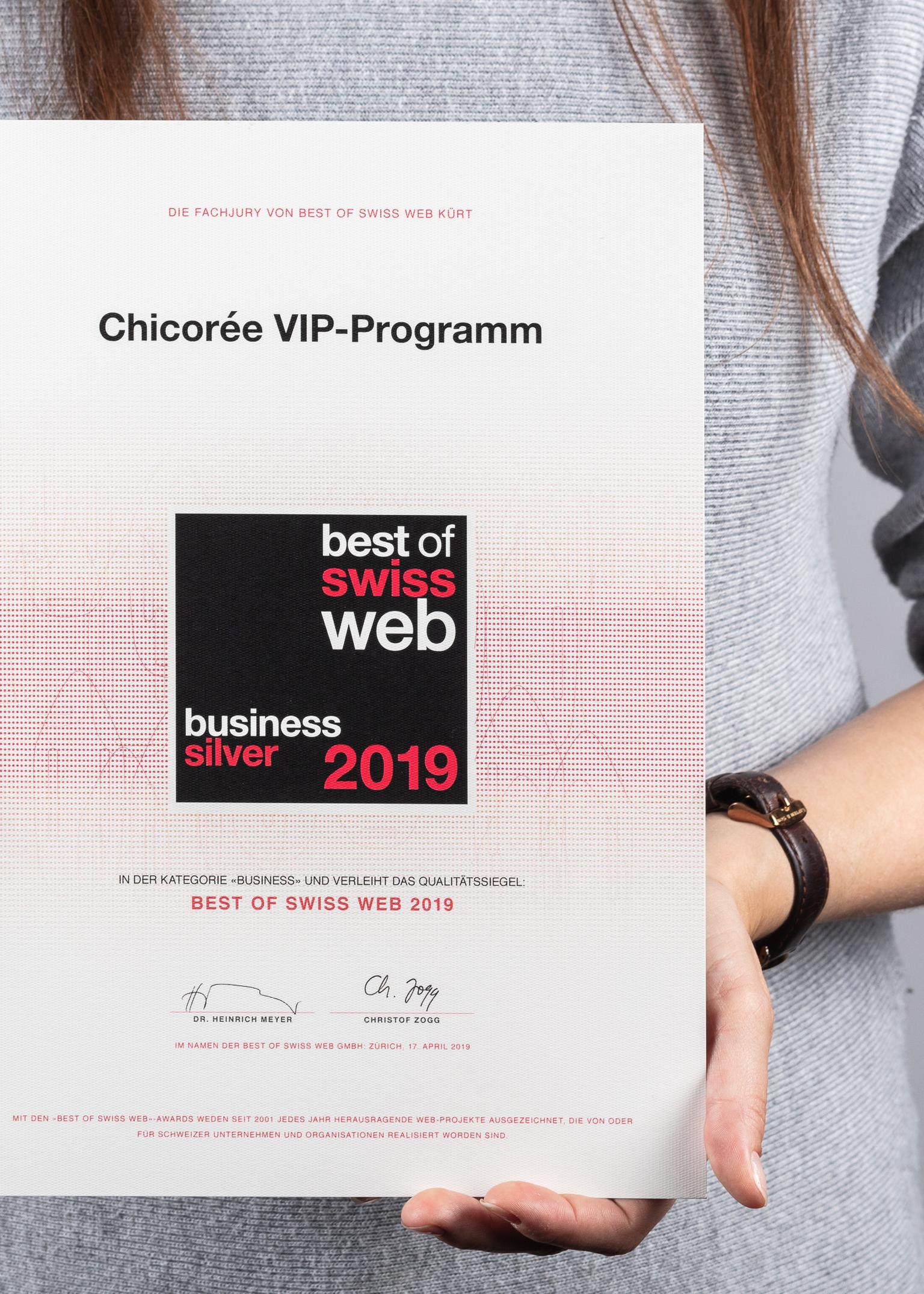 Bild von Best of Swiss Web 2019: Silber für das Chicorée VIP-Programm