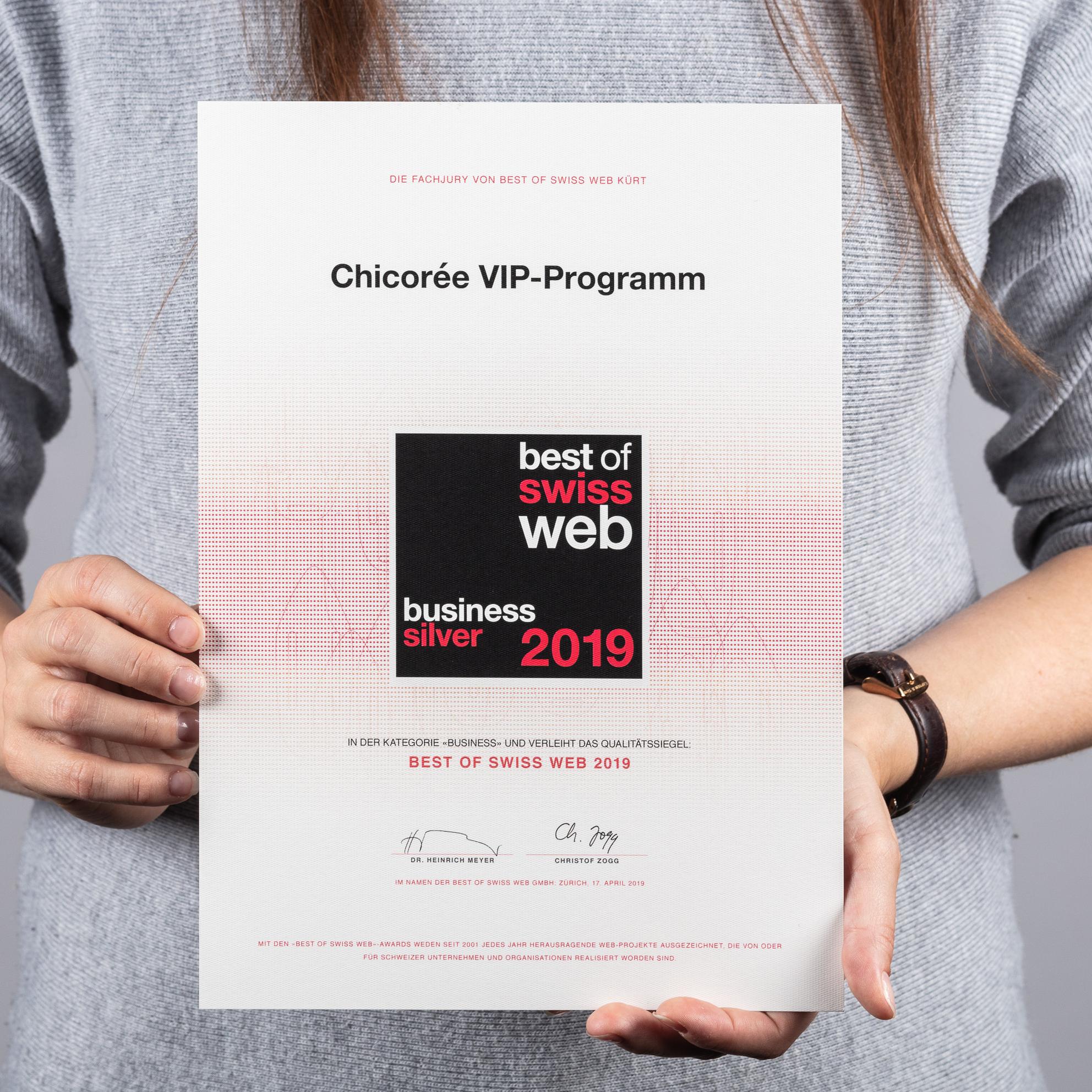 Bild von Best of Swiss Web 2019: Silber für das Chicorée VIP-Programm