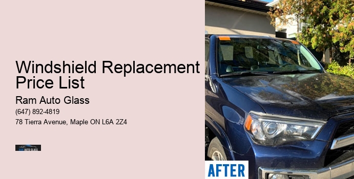 Windshield Replacement Price List